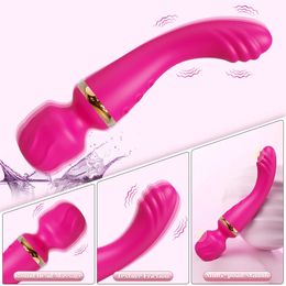Vibrators 2 Motors AV vibrator female click stimulator USB charging wand massager sex toy adult products 231213