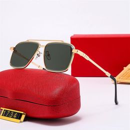 mens metal vintage sunglasses double nose bridge eyeglasses pilot square designer model gold green fashion eyewear for man driving242p