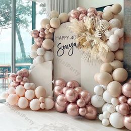 Christmas Decorations 115pcs Doubled Cream Peach Balloons Garland Arch Wedding Decoration Apricot White Rose Gold Ballon Brithday Party Decor 231213