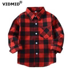 Kids Shirts VIDMID Boys shirts for Girls British Plaid child Shirts kids school Blouse red tops clothes Kids Children plaid 12 years 6010 01 231212