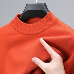 Men's Sweaters Solid Colour Half High Necked Long Sleeve Knitted With Warm Autumn Winter Fashion Trends Foundation Mens Clothing