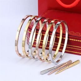 Designer Bracelets for Women 18k gold Bracelet fashion Men Bracelets Stainless Steel Diamond Bracelet Luxury Jewellery 4mm wide size289j