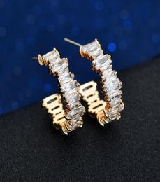 1111 clear baguette cubic zirconia cz hoop earring gold filled classic gorgeous european women fashion elegance huggie jewelry3833753