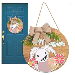 Decorative Flowers Easter Wreath Sign Door Welcome Durable Adorable Weather Resistant No Fade Wooden Wall