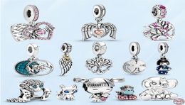 925 Silver Fit Charm 925 Bracelet Sparkling Family Tree Dangle charms set Pendant DIY Fine Beads Jewelry2735206