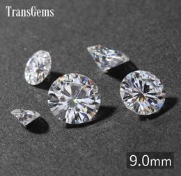 TransGems 9mm 3 Carat GH Colour Certified Man made Diamond Loose Moissanite Bead Test Positive As Real Diamond Gemstone1045079