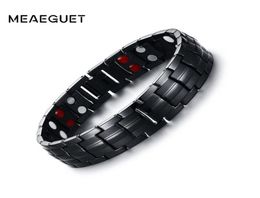 Meaeguet 15mm Magnet Health Power Bracelet For Men Black Negative Ion Far Infrared Titanium Magnetic Therapy Bracelets Jewelry5815123