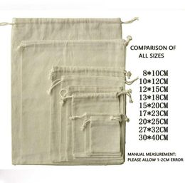100pcs Jewellery Drawable Cotton Muslin Bags Wedding Gift Bags Pouches Retail Drawstring Pouch Packaging Christmas decor3764528