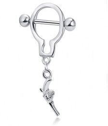 14G GUN Pendant Unisex Nipple Ring PIERCING Jewellry 161666MM NoInfection Body Jewellery Barbells1319205