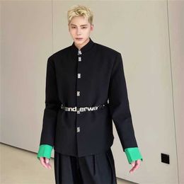 Designer Jacket BottegassVenetas Cleanfits 7a High green patchwork cuffs design suit jacket men's Korean version handsome small collar Zhongshan jacket978T