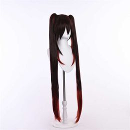 Genshin Impact walnut cosplay wig double ponytail gradual change tiger clip wig animation hair cover