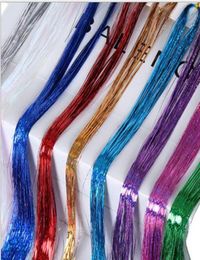 Colourful Metallic Glitter Tinsel Laser Fibre hair Wig Hair Extension Accessories Hairpiece Clip in Cosplay Wig party event Festive4407326