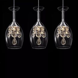 Modern fashion dining room K9 Crystal 5w LED Chandelier DIY home decoration living room clear glass wine cup design lighting251O