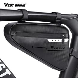 WEST BIKING Waterproof 3L Bicycle Bags Triangle Bike Front Tube Bag Frame Cycling Bag Tools Pannier Bike Accessories Bicycle Bag M312n