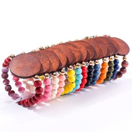 Wooden beads round wooden pieces bracelets European American wooden plates handmade elastic bracelet Valentine's Day party gifts by Ocean-shipping P189