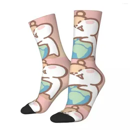 Men's Socks Funny Crazy Compression Sock For Men Cute Mouse Hip Hop Harajuku Milk Hamster Happy Seamless Pattern Printed Boys Crew