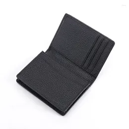 Card Holders Slim Minimalist Wallet Holder Luxury Genuine Leather Bank ID Black Multi Slot Men And Women