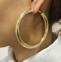 Hoop Huggie Chunky Thick Large Big Gold Earrings For Women Night Club Party Hyperbole 70mm Jewellery Accessory 20213970492