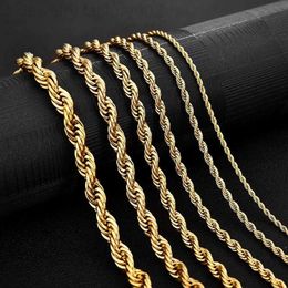 Wholesale Custom 3mm 4mm 5mm Stainless Steel Plated Gold Thin Rope Chain Necklace Twisted Rope Gold Chain