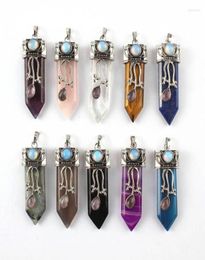 Pendant Necklaces 24Pieces Natural Amethysts Gemstone Big Pointed Sword Arrow Shape Healing Crystal Amulet Stone Pendants Bulk For7649614