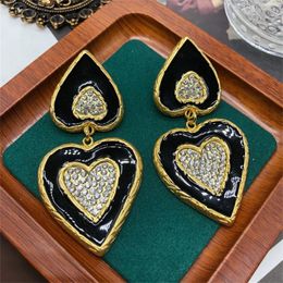 Dangle Earrings Heart Zircon Retro Fashion Jewellery Silver Needles Non-allergic Women's Holiday Gifts
