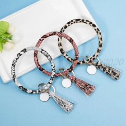 Party Favour tassel charms bangles key buckle pu leather wrap wristbands keys chain multi Colours bracelet ring rra2118 free