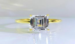 2022 New S925 Silver rings High Carbon Diamond Emerald Cut Rectangular 7X10 European and American Explosive Rings34841299014036