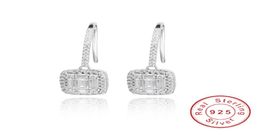 Brincos de prata esterlina 925 sólidos clássicos quadrados montados SONA brincos de diamante joias de casamento para mulheres 5495973