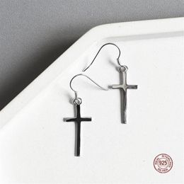 Stud Real 925 Sterling Silver 100% Simple Gothic Cross Earrings For Women Jewellery Party Ear Studs Girl Gifts OrnamentsStud266q