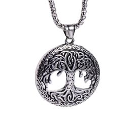 Mens HipHop Pendant Necklaces Classic Nordic Viking Round Hollow Peace Life Friendship Tree Cast Stainless Steel Jewelry8152809