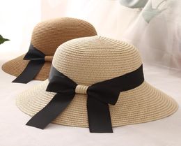 Summer ladies hat Korean bow ribbon fisherman hat beach sun tide outdoor vacation sun protection straw hat WCW8414149764