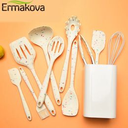 Cooking Utensils 1011 Pcs Silicone Kitchenware Set Nonstick Spatula Wooden Handle Cookware Kitchen With Storage Box 231213