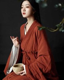 Ethnic Clothing Cotton Linen Hanfu Dres Chinese Traditional Set Female Carnival Halloween Cosplay Costume Red 231212