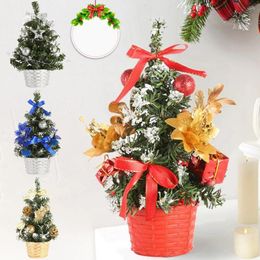 Christmas Decorations 20cm Mini Artificial Tree Table Ornament With LED Light Balls Red Berries Pine Cone Decoration For Home Noel