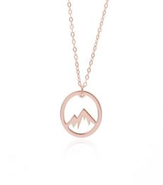 Simple Nature Snowy Mountain Necklace Circle Round Mountain Top Range Necklace Landscape Lover Camping Outdoor Necklaces for Women6255141