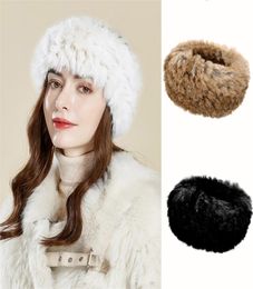 Headbands 100 Rabbit Fur Accessories Heavy Snow Outdoor Womens Hair Band ColdProof Headband Winter FS006 2209273195879