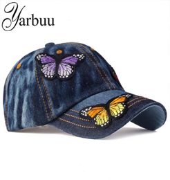 YARBUUBrand Baseball Cap women casual snapback hat for Butterfly new fashion solid jeans caps summer sun lady denim cap Y2007146394744