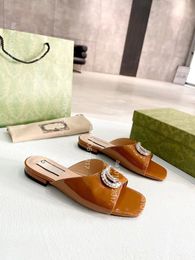 2024 NEW Summer Women Leather Casual Flat Sandals Lady Indoor Beach Luxury designer Shoes Female Boho Open Toe slippers Hollow Female Brand Slide G 35-42