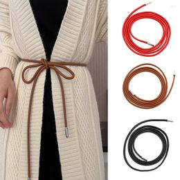 Belts Dress Coat Decoration Ultral Thin Waist Belt For Women Solid Colour PU Leather Slim Vintage Bow Knot Long Chain