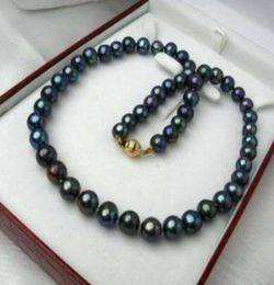 Charming Natural 910mm Peacock Black Tahitian Cultured Pearl Necklace 1625039039 14K8591429
