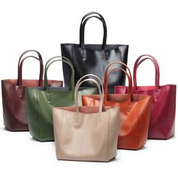 Shopping Bags Motingsome Thick Cow Leather Minimalism Women Tote Bag 36cm Large Capacity Shopping Handbag Liades Commuting Bag Black 231213