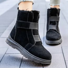 Boots Women's Warm Long Plush Snow Boots Winter Hook Loop Suede Ankle Boots Woman Plus Size Non-Slip Platform Cotton Shoes Ladies 231213