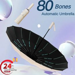 Umbrellas Super Strong 6080 Bone Windproof Folding Umbrella for Men Women Large Automatic Waterproof Antistorm Sunproof Uv 231213