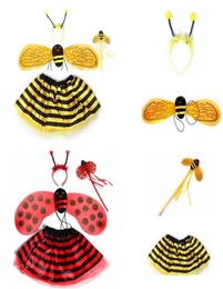 Kid Fairy Ladybug Bee Wing Costume Set Fancy Dress Cosplay Wings Tutu Skirt Wand Headband Girl Boy Halloween Christmas Stage Perfo9266325