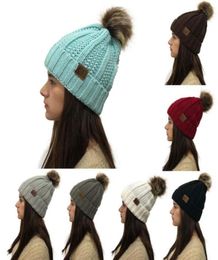 Outdoor Knitted Hats Lady Autumn and Winter Solid Colour Wool Beanies with Bobbles Fashion Skull Caps 0042HT52485055523857