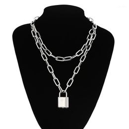 Chains Punk Sweater Chain For Men And Women Double Lock Necklace Personality Temperament Multilayer Padlock Joker12285