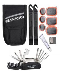 BMX Cycling Cycle Tyre Repair Tools Kits Sets Accessories tail bag SAHOO 16 In 1 Multi Bicycle Repair Tools MTB Road Bike Tools1705889