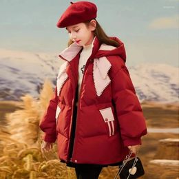 Down Coat Winter Teenager Jackets For Girls Fashion Hooded Parka Kids Windproof Outwear Warm Thicken Cotton Child Clothing TZ970