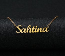Gold Silver Colour Personalised Custom Name Pendant Necklace Customised Cursive Nameplate Necklace Women Handmade Birthday Gift247Z1054075