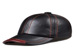 Whole Genuine Leather Baseball Cap Men Women Black Cowhide Hat Adjustable Autumn Winter Real Leather Peaked Hats 2205146633150